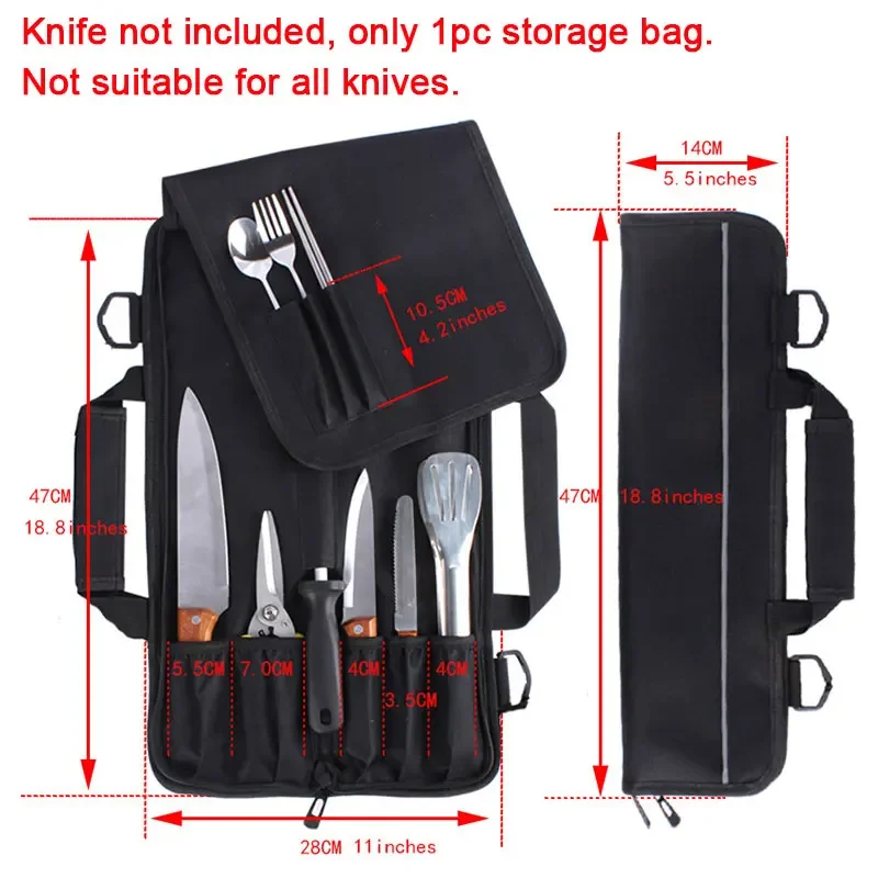 Portable Chef Knife Bag with Adjustable Straps Kitchen Cooking Chef Knife Carrying Storage Pockets Cooking Tools Accessories