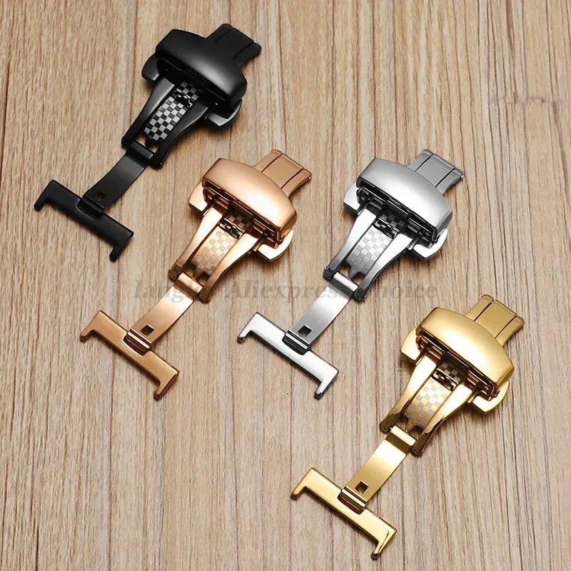 Butterfly Deployment Buckle Stainless Steel Clasp Fish Scale Pattern Thickened Watch Band Replace Clasp 10/12/14/16/18/20mm 22mm