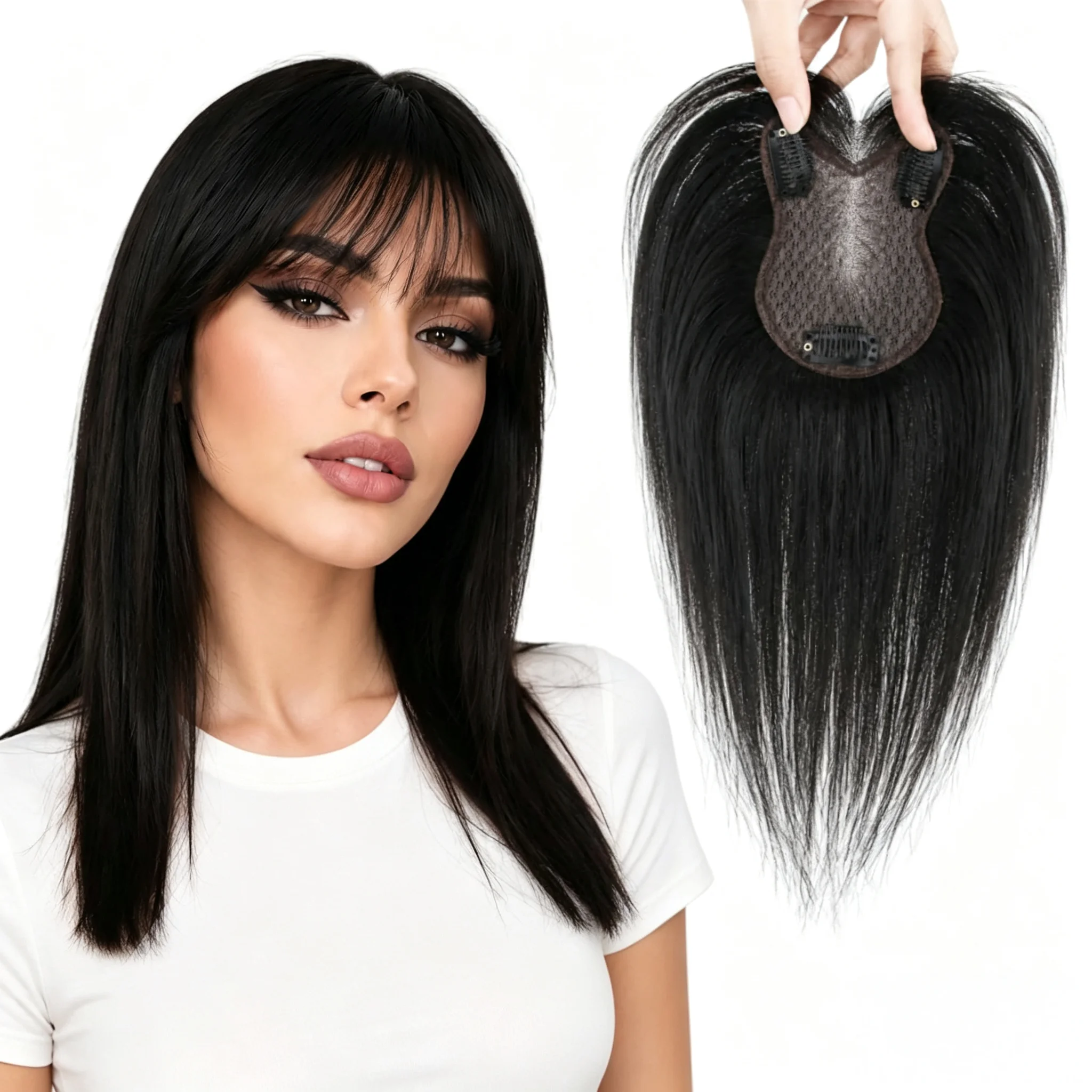 

Thin Lace Human Hair Topper for Women Natural Looking Hairpiece Easy to Wear Instant Volume And Length