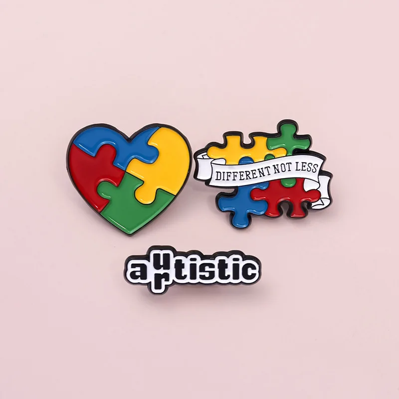 Autism Color Brooch Red Yellow Blue Green Love Metal Badge Small Gifts Wholesale Backpack Accessories Hat Pins for Backpacks