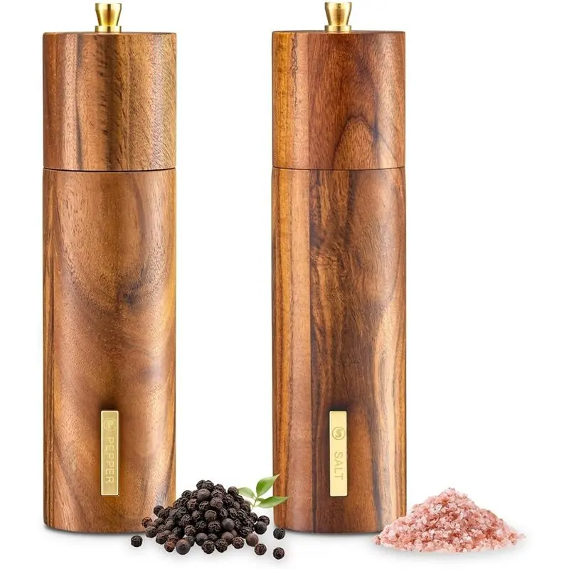 

AB41-Wooden Salt And Pepper Grinder Set Manual Wood Grinders Ideal For Kitchen Home Gift