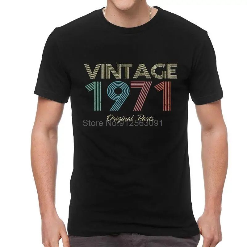 1971 Vintage Original Parts T Shirt for Men Cotton Printing T-shirt Streetwear Tshirt Short Sleeve 50th Birthday Tee Tops