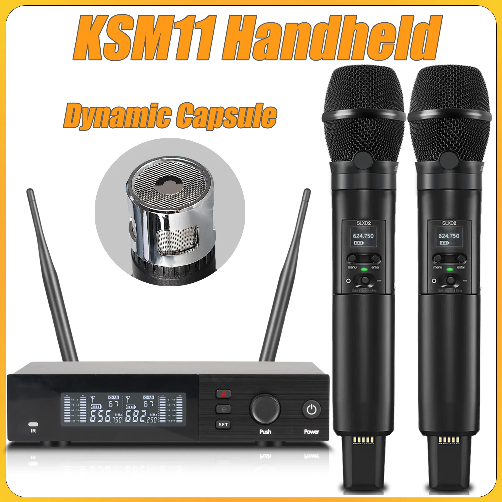 Topkwaliteit! SLXD4 Professionele dubbele draadloze microfoon Stage Performance 2 kanalen 600-699 MHz UHF Karaoke Metal Handheld SLXD2