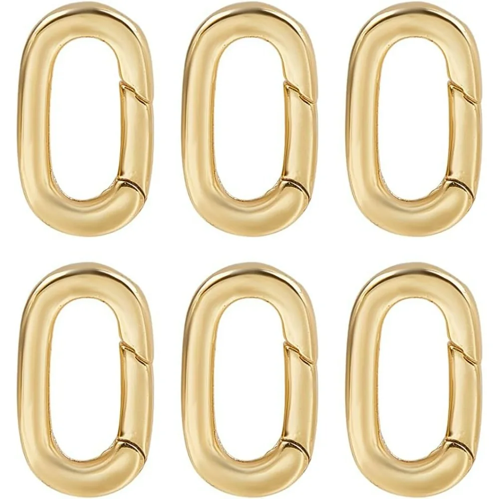 

1 Box 6Pcs Real Spring Oval Ring Carabiner Ring Jewelry Brass Keyring Lock Clasps Snap Hook Buckle Trigger