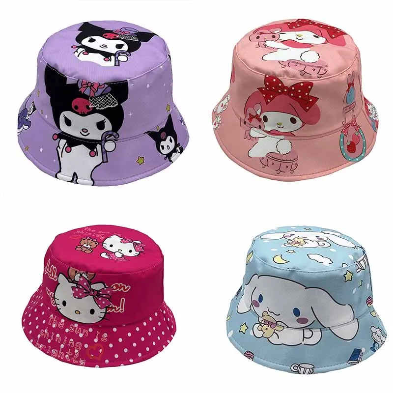 

Шапка рыбака Sanrios с Hello Kitty, мультяшная уличная шляпа Kuromi для защиты от солнца, дышащая повседневная универсальная шляпа для раковины, подарок для девушки