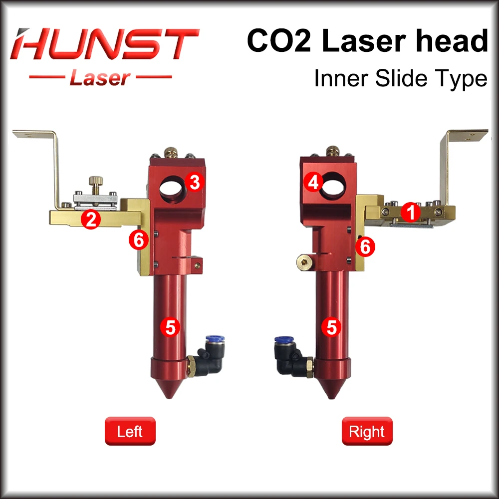 Hunst Heißer Verkaufs Inner Rutsche Typ CO2 Laser Kopf mit Luft Düse für Innere Führungsschiene Laser Schneiden Maschine Ersatzteile teile