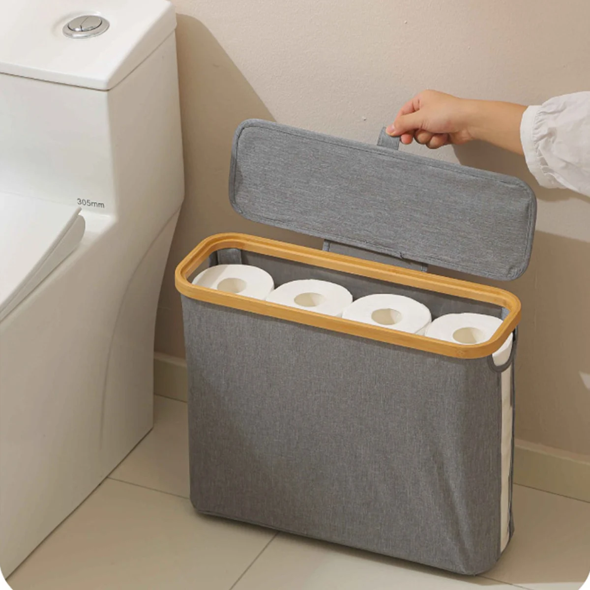 Transparent Toilet Paper Roll Storage Basket   Fabric Paper Towel Tube Storage Basket  Waste Mineral Water Bottle Storage Basket