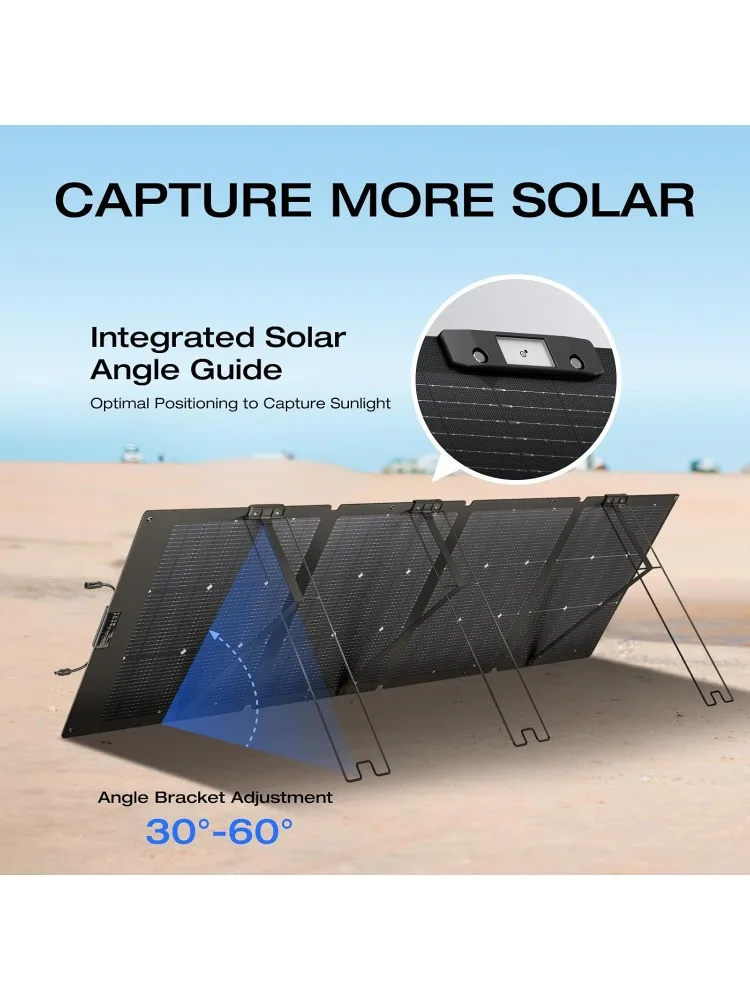 20W Portable Solar Panel, Bifacial Design Up to 25% Conversion Efficiency N-Type Solar Cell, with Adjustable Kicksta