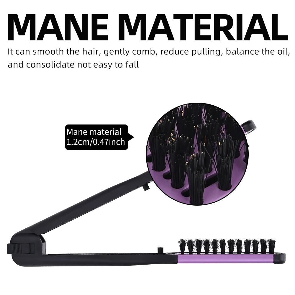 2 in 1 Hair Straightener Brush & Comb  Wood Handle for Frizz Control, Smooth & Shiny Hair Styling Tool for Women