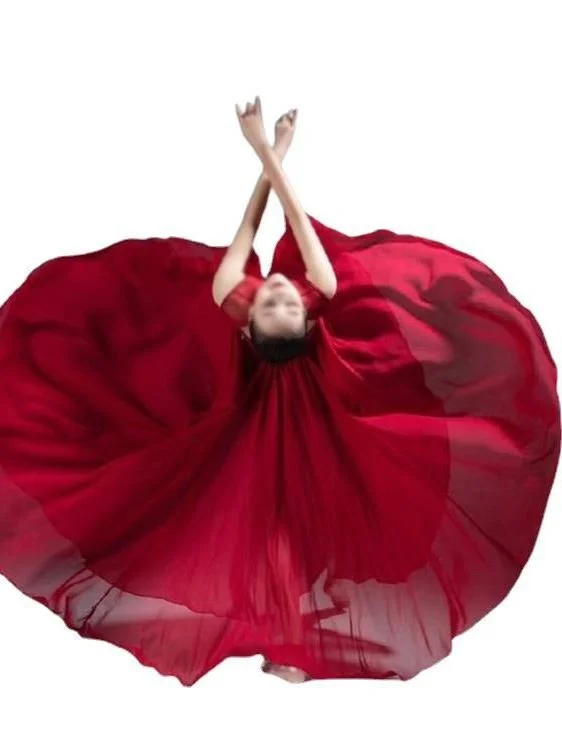 Vestido de danza clásica para mujer, elegante vestido de actuación de danza de Xinjiang, falda de media longitud, falda oscilante, vestido de entrenamiento de Ballet moderno