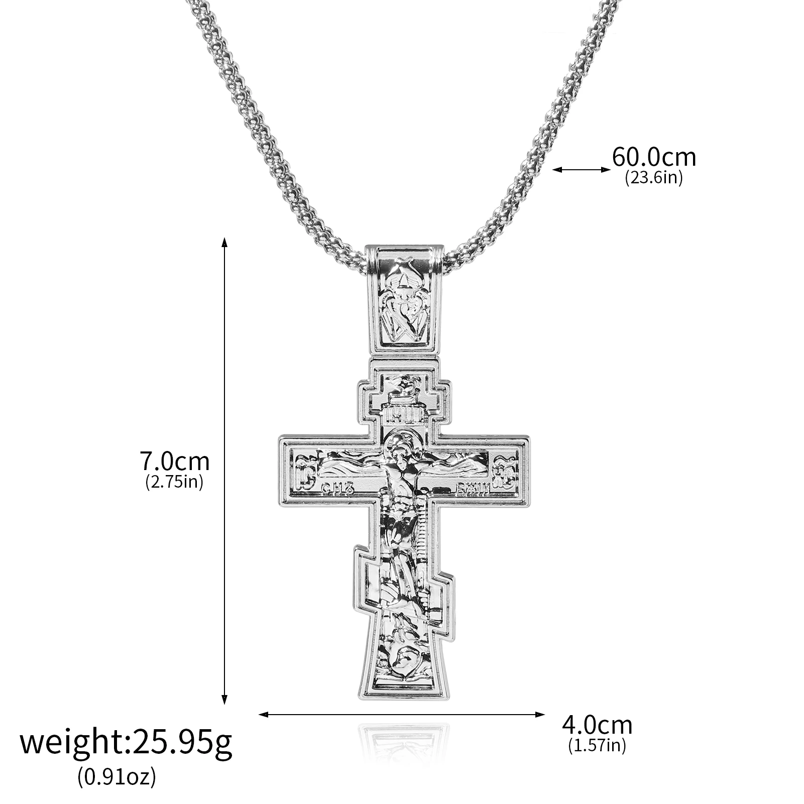 Movie John Wick Jesus Cross Necklace Crucifix Eastern Orthodox Prayer Big Pendant For Men Women Jewelry Accessories Gifts image 6