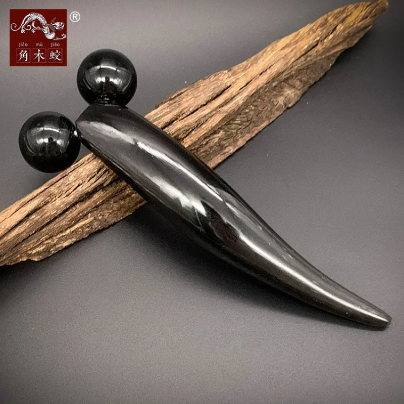 Black Yak Horn Handmade Health Care Beauty Stick for Tendon and Acupoint Massage