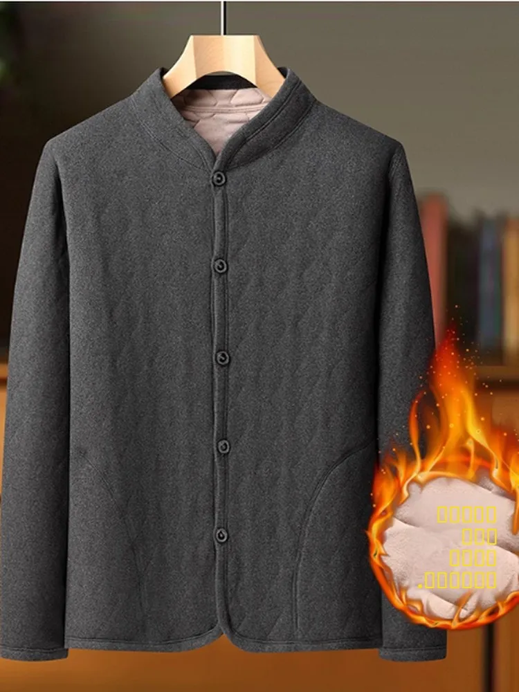 الرجال Thiened Fce اصطف ort القطن Jaet شتاء دافئ ملابس داخلية سليم صالح أبي الملابس ألياف البوليستر Busin عادية #4