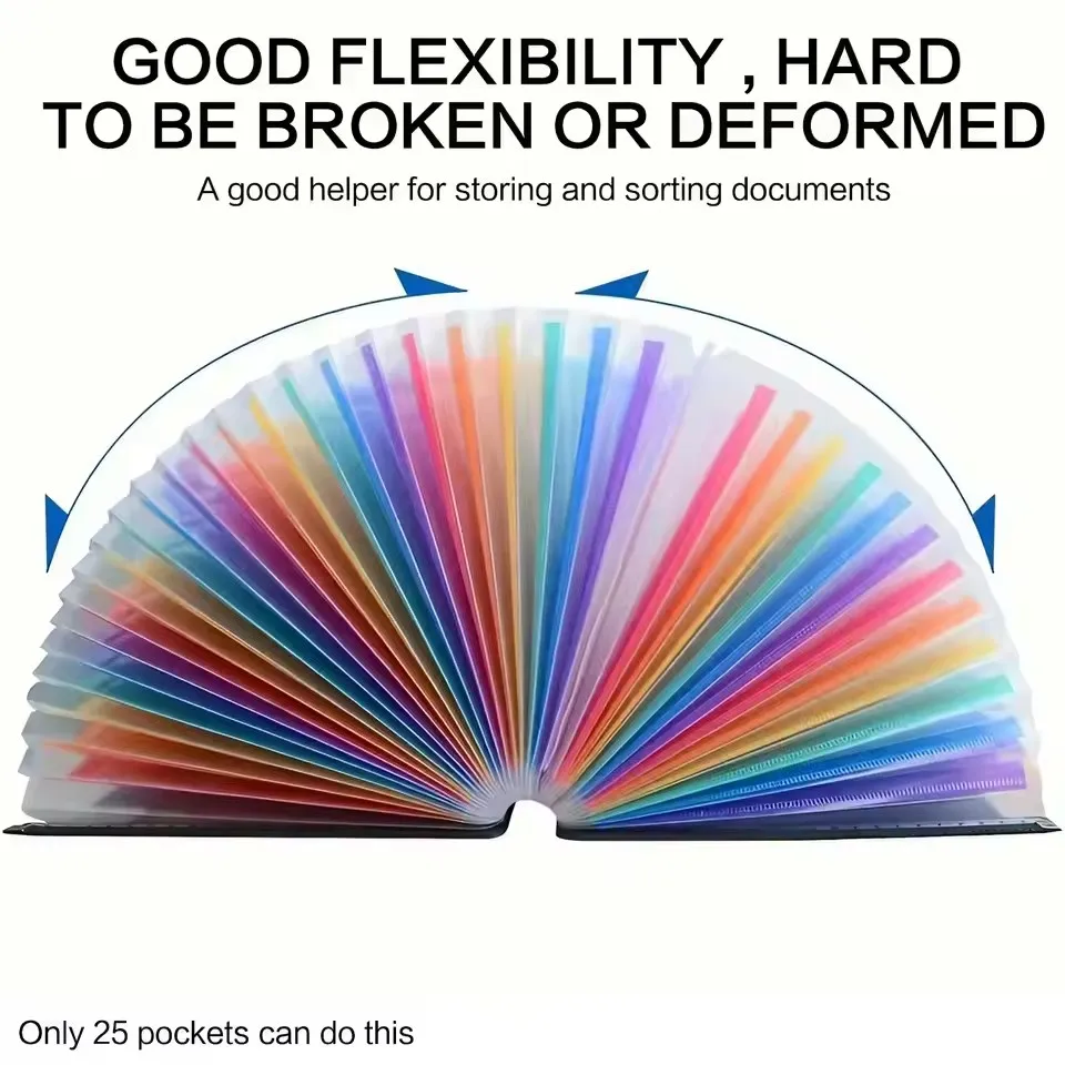 13/25 Pockets Accordian File Folder Expanding File Organizer Filing Box Portable Colorful Paper/Bill/Receipt/Document Holder