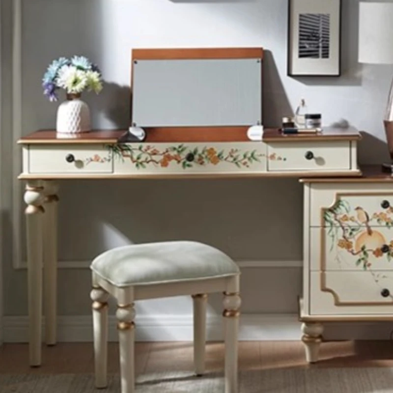 

Desk Home Makeup Luxury Wood Dressing Table Design Hairstyles Vanity with Lmirror Stool Bedroom Furnitures