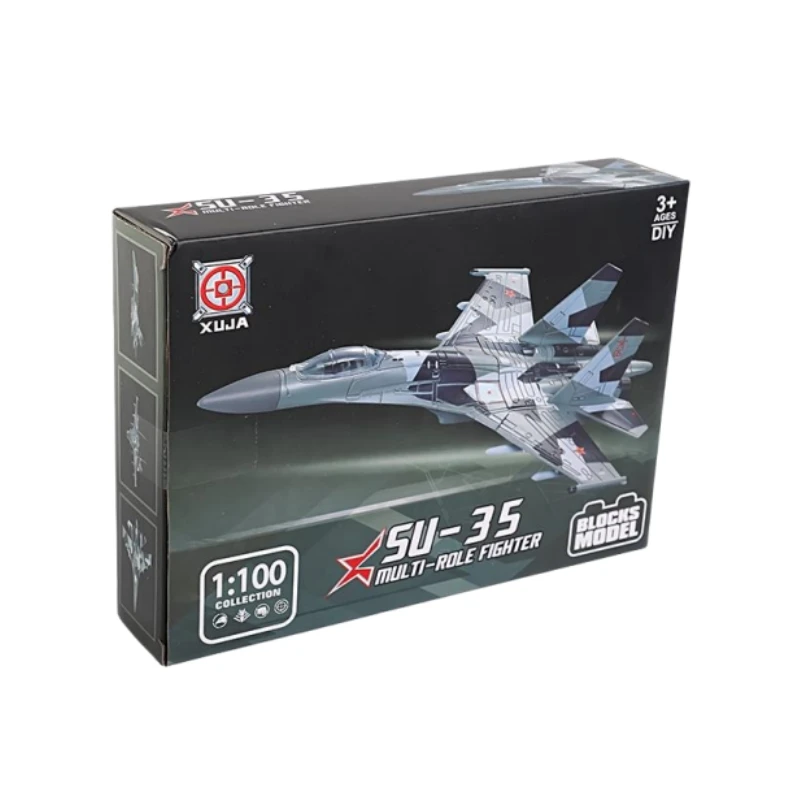 

1/100 русская SU-35 двойной двигатель, многоцелевая модель тяжелого истребителя, креативная военная серия, строительные блоки, игрушка для мальчиков, подарок