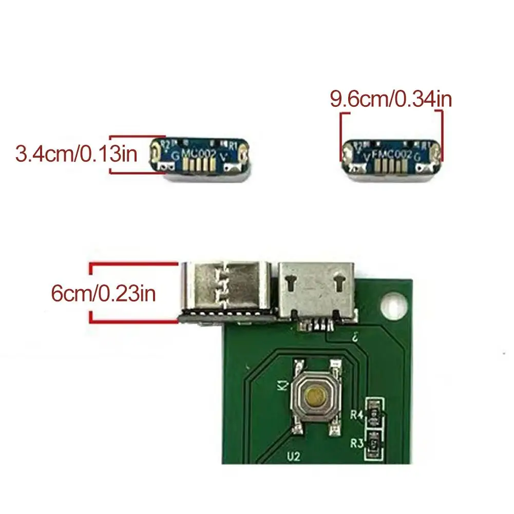 Placa adaptadora microUSB para TypeC, peças de reparo e modificação diy, suporta carregamento e transferência de dados USB 2.0 com 10 peças