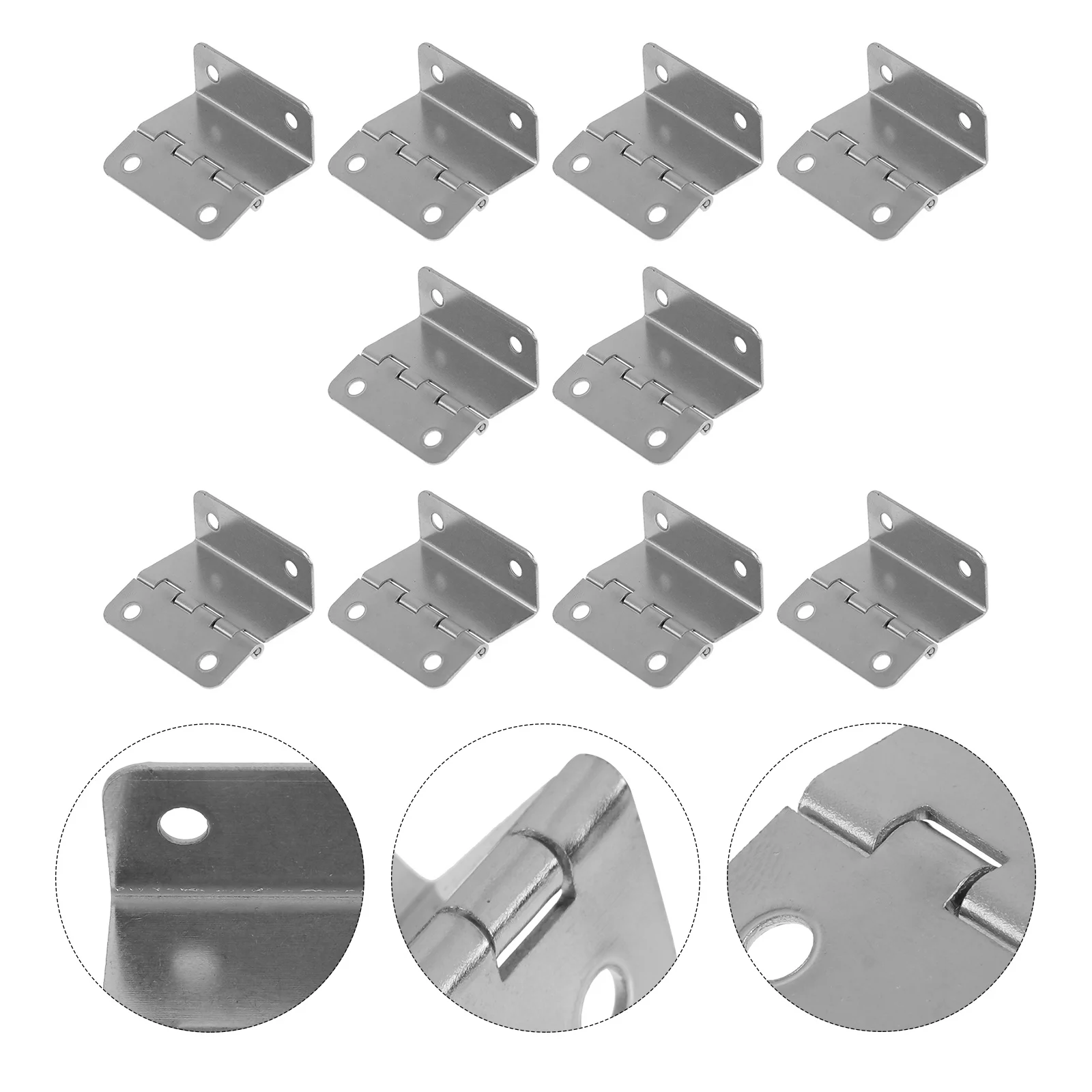 

10pcs 15Mm Metal Hinges Three-Fold Right-Angle Iron Hinges For Furniture Kitchen Cabinet Vanity Mirror Sturdy Rust-Resistant