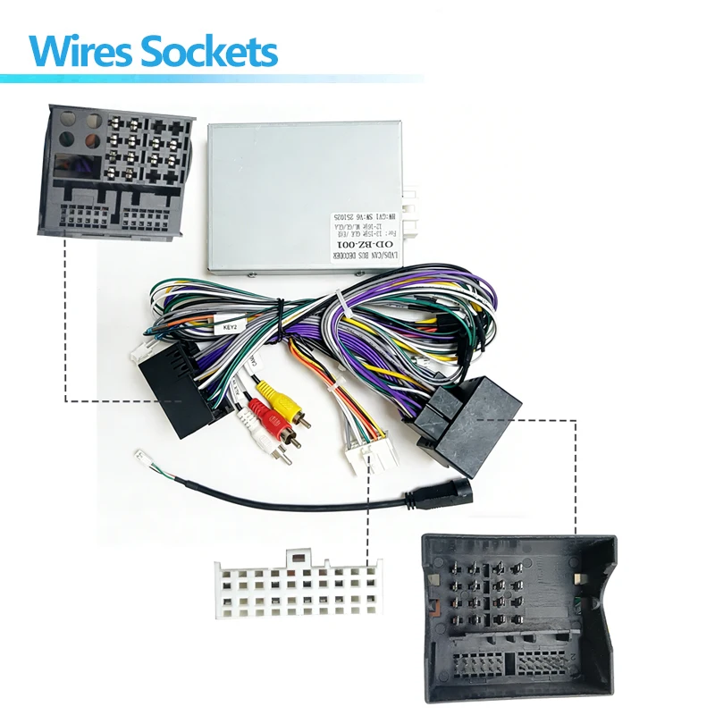 16pin Android Car Radio Wire Harness Power cable Adapter Canbus decoder optic fiber For Benz ML CLASS W164 ML350-ML500