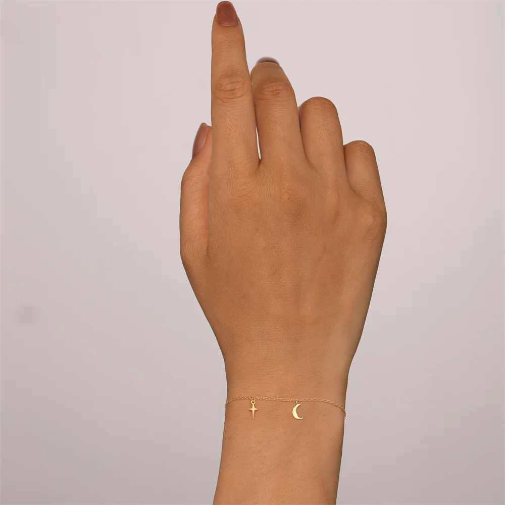 Aide 925 Sterling Silver Star Inlaid Opal With Mini Zircon Chain Bracelet For Women High Quality Elegant K Gold Jewelry Gift