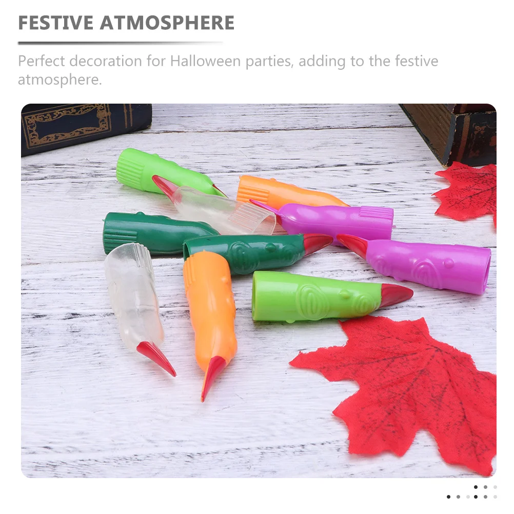 

100Pcs Witch Finger Fake Nails Solid Plastic Halloween Cosplay Masquerade Prank Props Party Supplies Witch Fingers