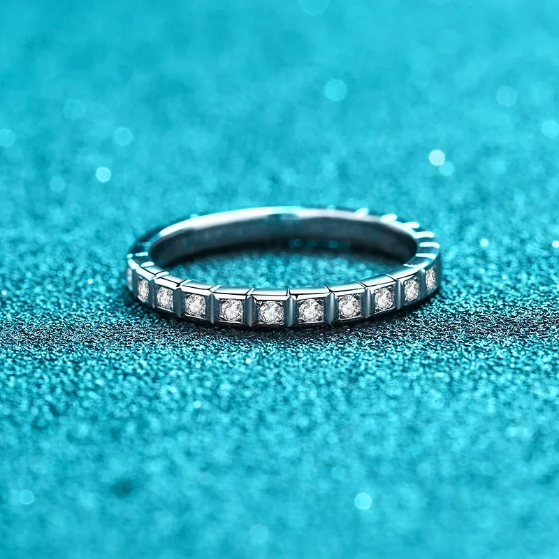 FCGJHW 0.16ct All Moissanite Rings for Women Female Half Circle Wedding Band S925 Silver Plated Platinum Ring Fine Jewelry 2026