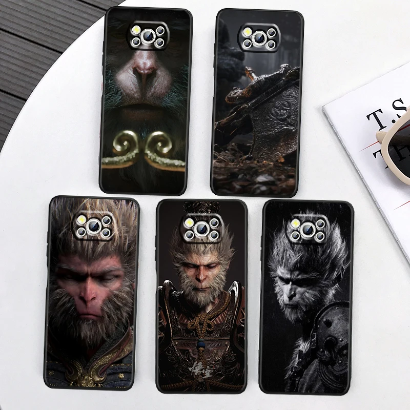 Black Myth Wukong Game Art For Xiaomi Mi Poco F5 F4 F3 X6 X5 X4 X3 M6 M5 M5S M4 M3 C65 Pro GT NFC 5G Black Back Phone Case