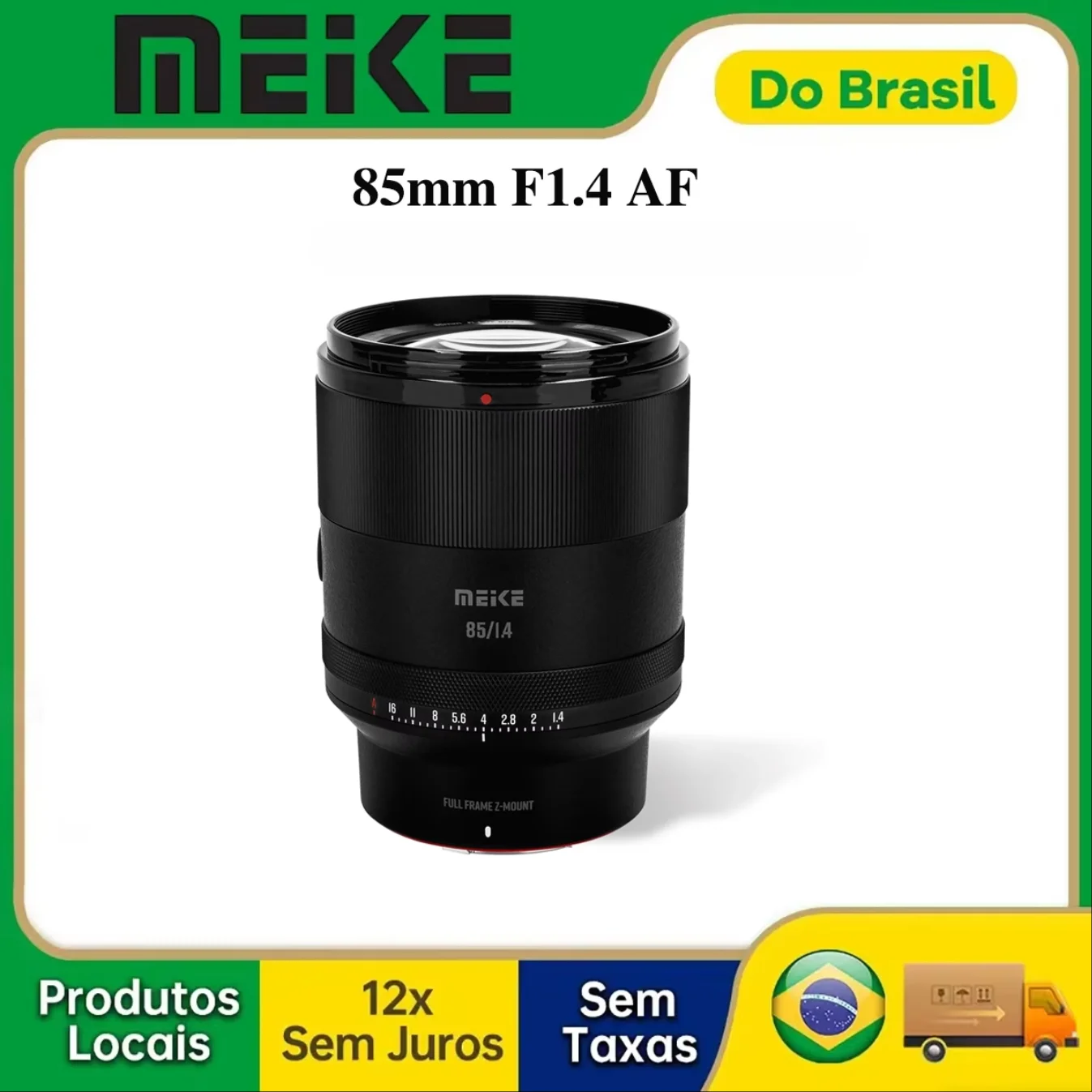 【Do Brasil】Meike إطار كامل 85 مم F1.4 عدسة صورة بفتحة كبيرة بتركيز تلقائي (محرك STM) لهاتف Sony E /Nikon Z -mount