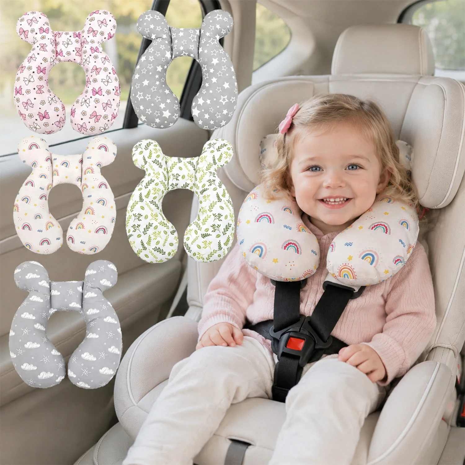 Pack of 1: Children's Car Headrest, Child Safety Seat Headrest, Pillow, Car Pillow, Versatile for Multiple Scenarios, Suitable