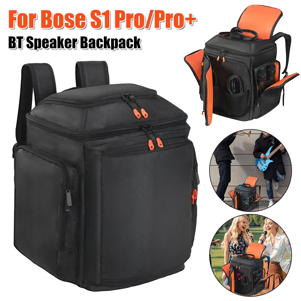 

For Bose S1 Pro/Pro+ Portable BT Speaker Backpack EPE Foam Shockproof Breathable Multi Pocket Travel Carrying Black