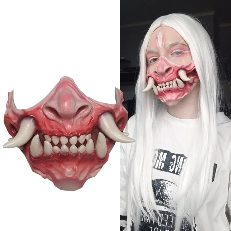 

Prank Devil Mask with Wild Teeth Funny Latex Mask Dress Up Party Half Face Cover Masques Scary Cosplay Mask