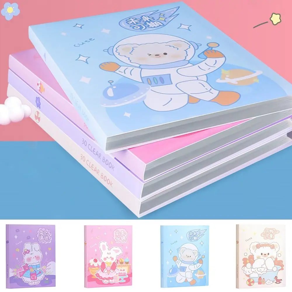 

Transparent Bag File Folder Portable 30/60 Pages A4 Document Bag Large Capacity Cartoon Archives Bag