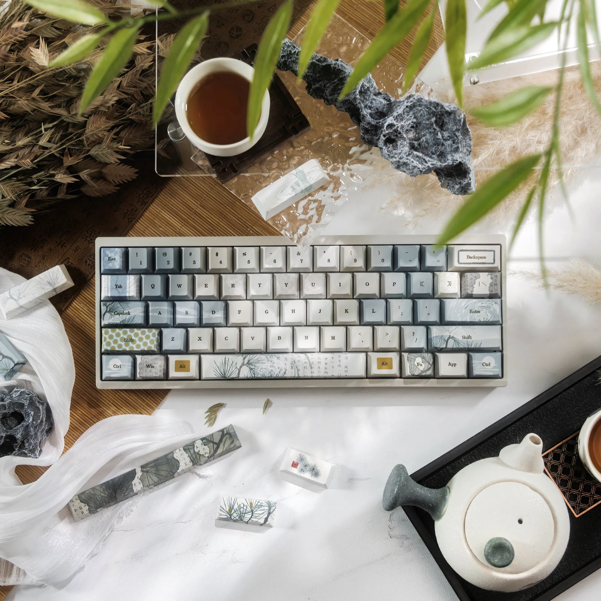 140 Keys Matsumatsuki Brewing Keycaps Chinese style Cherry Profile Dye Subb PBT Keycap For MX Keyboard ISO Enter 2.25u 2.75U