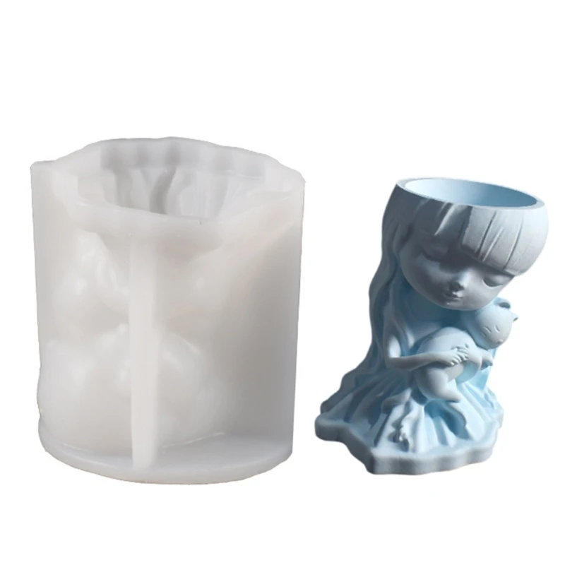Easy to Use Girl Cats Flower Pots Silicone Mold for Gardening and Craft Supplies