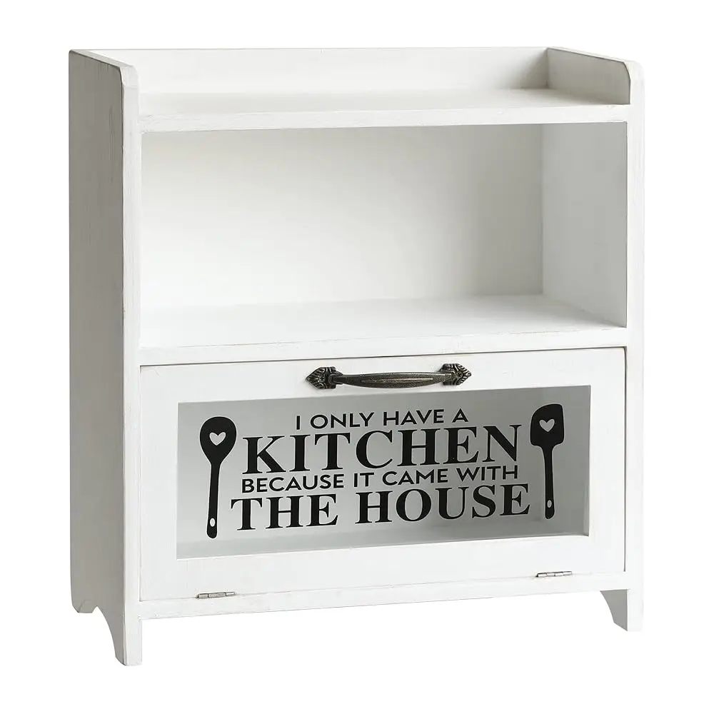 

- 2 Tiered Storage Cabinet, Countertop Cabinet, Wood Organizer For Kitchen Living Room Bedroom Office, 15.75 X 14.5 X 6.5 (I