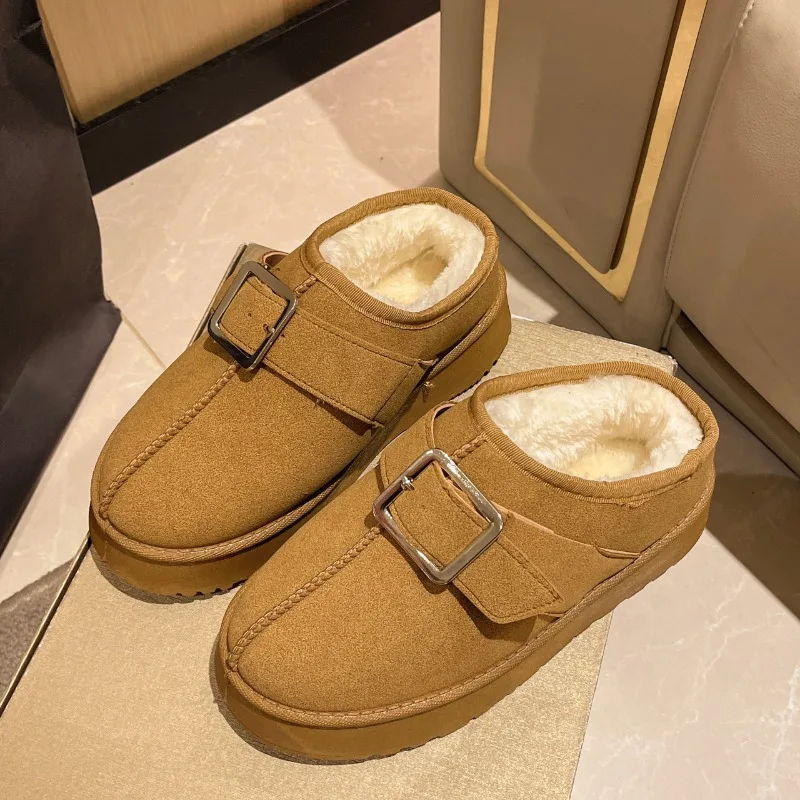 

Женские зимние удобные неглубокие мини-зимние ботинки без шнуровки, дизайнерская новая мода 2024, теплые полутапочки на подкладке, хлопковая обувь