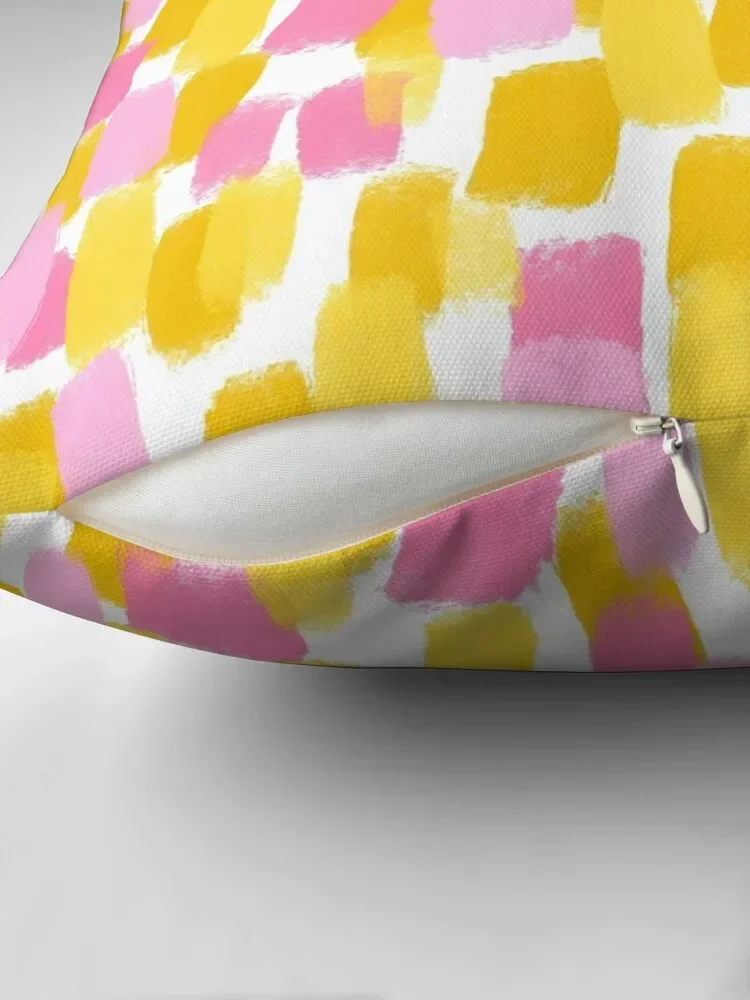 Abstract, Pink and Yellow, Paint Brush Effect Throw Pillow Cushions Cushions Cover pillow