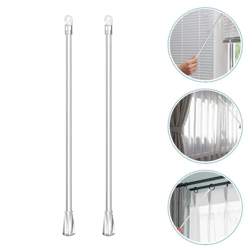 2pcs Drapery Blind Pull Hook Rod Wands Window Blind Pull Stick Plastics Blind Opener Home Curtain Hardware Accessories