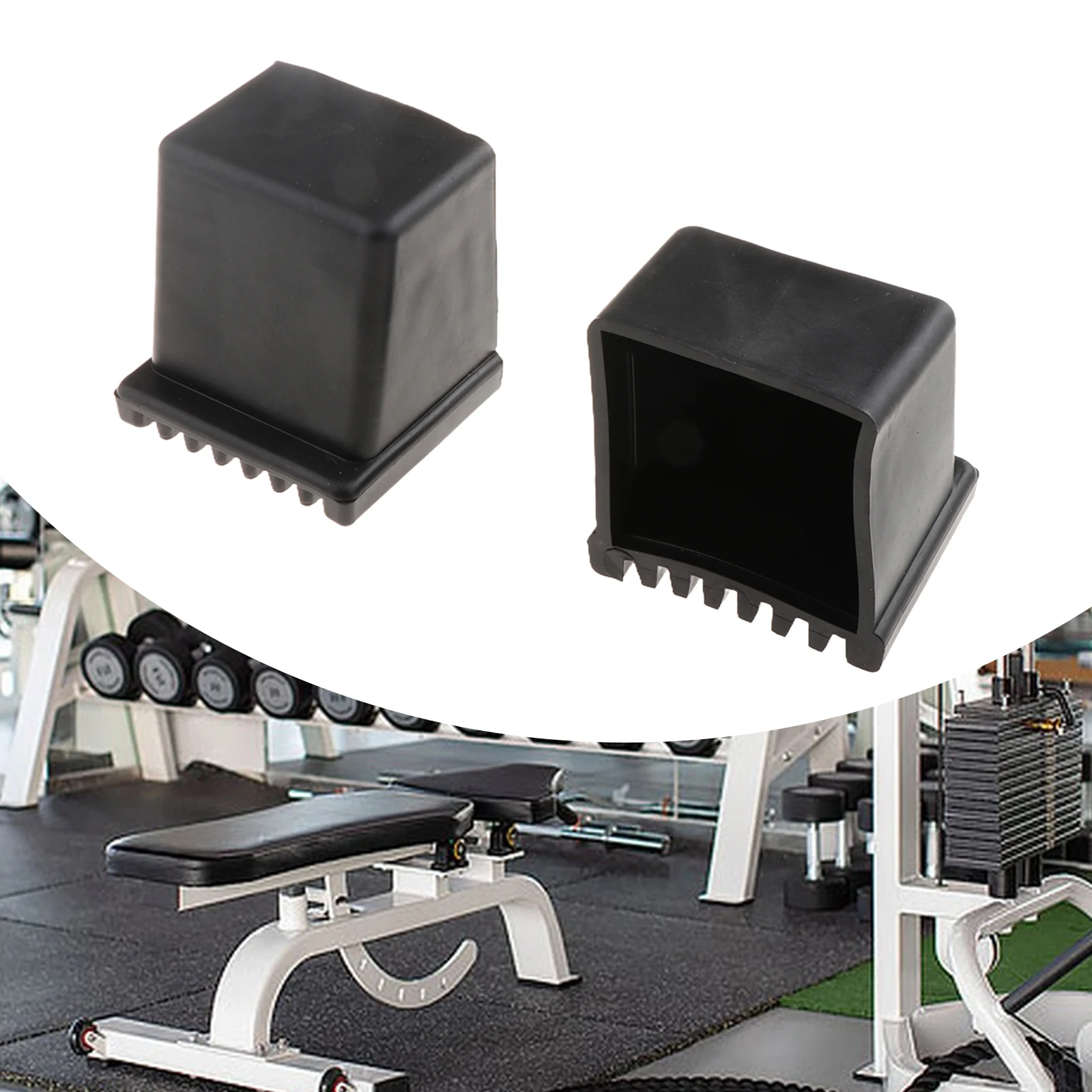 2 Pcs Fitness Equipment End Cap Gym Equipment Rubber End Caps Floor Protectors Replacement Parts Non-slip Square End Cover