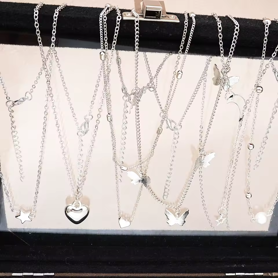 51 Pcs Silver Color Jewelry Set Review, Butterfly Heart Pearl Fashion Accessories for Women image 2