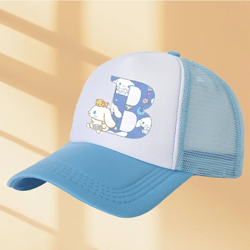 

Cinnamoroll Girls Sun Bonnet Letters A-Z Kids Outdoor Baseball Caps Sports Breathable Mesh Cute Cartoon Anime Sunshade Hat Gifts