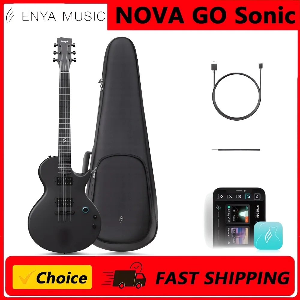 

Enya Nova Go Sonic Electric Guitar Smart Electric Carbon Fiber Guitarra with 10W Wireless Speaker, Onboard Presets,