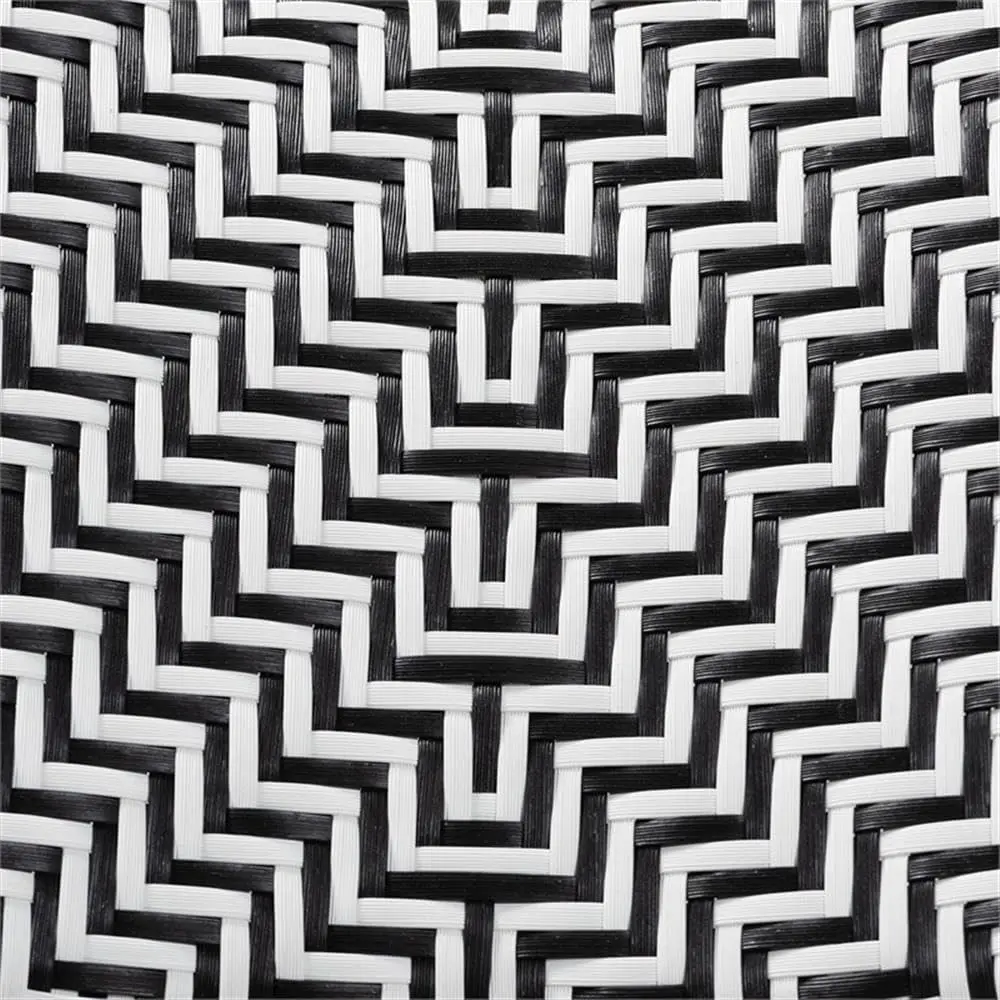 Wagner-French Weaving Rattan Bistro Chair, Modern, Natural, Preto e Branco