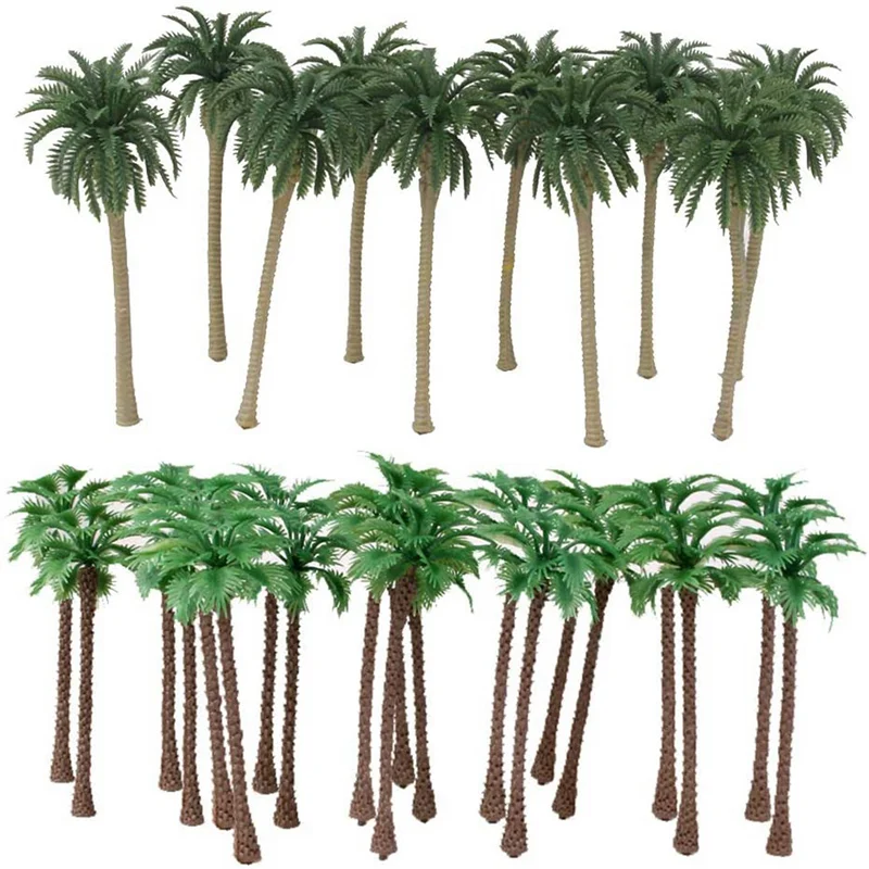 AS96-200 Pcs Model Pohon Kelapa/Model Pemandangan Plastik Buatan untuk Tata Letak Diorama Hutan Hujan