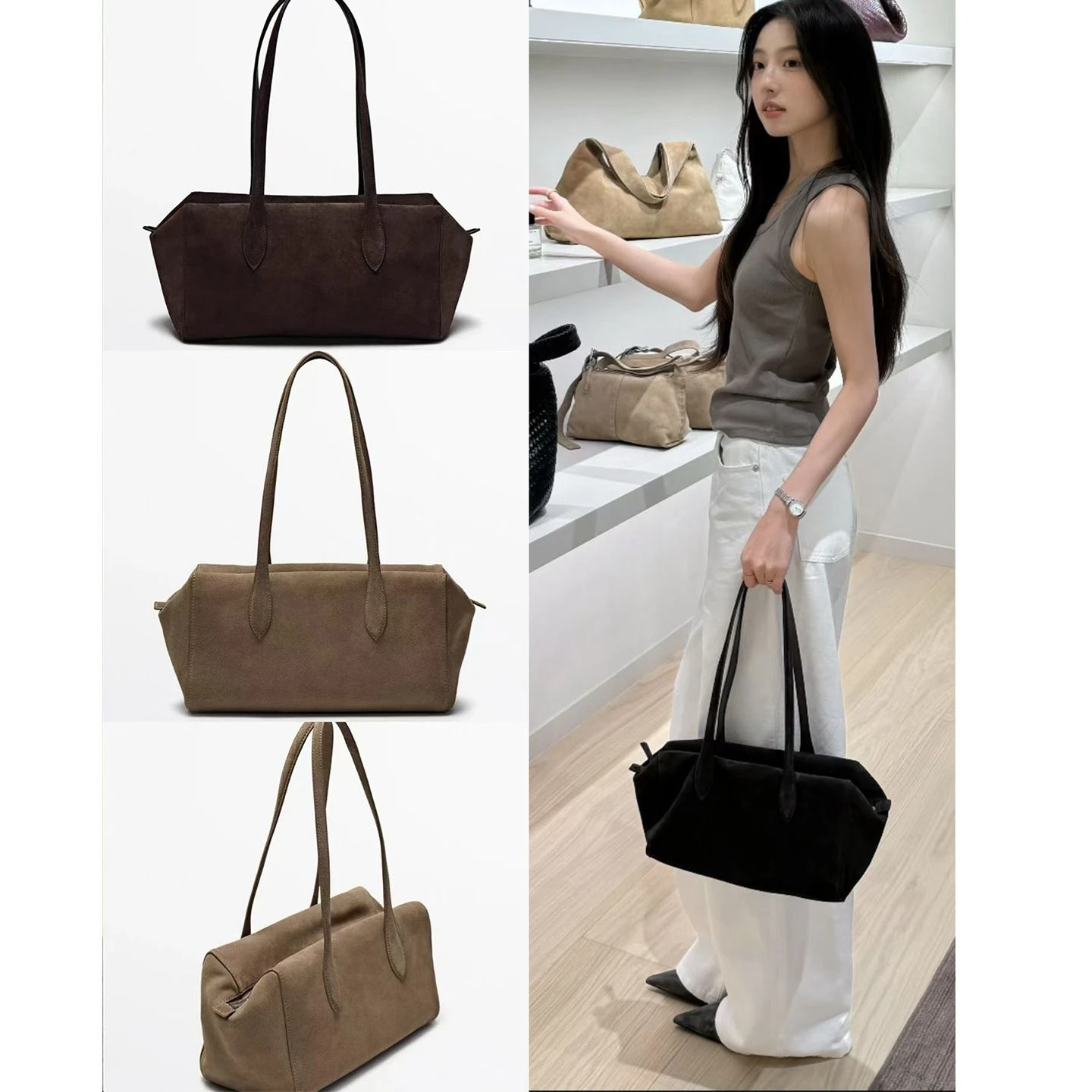 

Новая осенне-зимняя женская сумка-тоут из матовой замши, большая вместительная сумка-боулинг, прямоугольная сумка-клатч