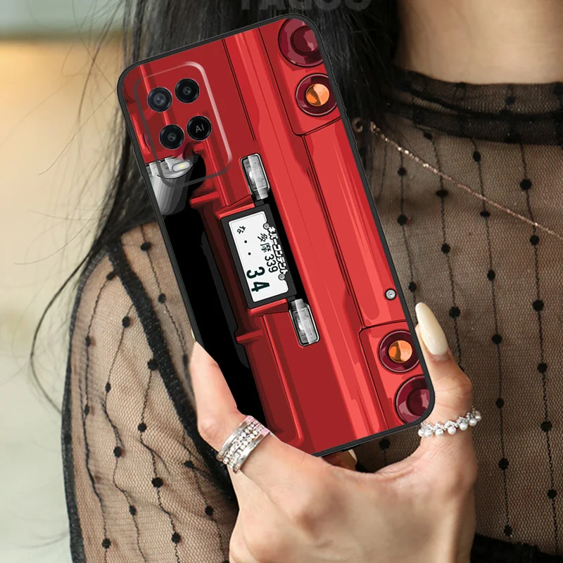 Car Back Cartoon Art JDM Case For Oppo A74 A94 A54 A80 A60 A40 A18 A38 A58 A78 A98 A96 A76 A16 A15 A17 A57 A77 A5 Pro