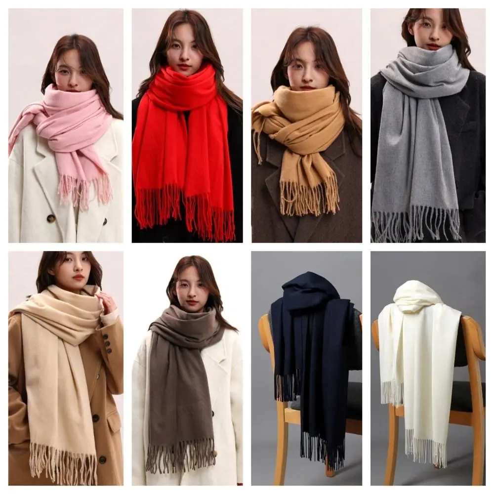 Sciarpa in cashmere imitazione nappa retrò stile coreano antivento scialle da donna sciarpa lunga in lana morbida ispessita da donna/uomo
