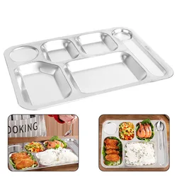 Stainless Steel Trays Divided Dinner Plate Lunch Container Food Tray School Pupil Dishes Fast Food Tray Dinnerware Wholesale