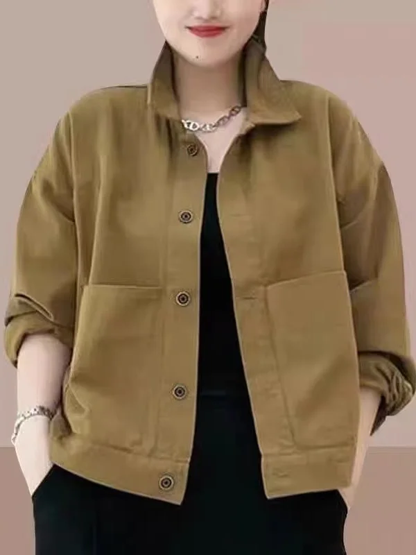 

Женский кардиган свободного кроя с длинными рукавами и воротником, на одной пуговице, с художественной отделкой, из хлопка, больших размеров