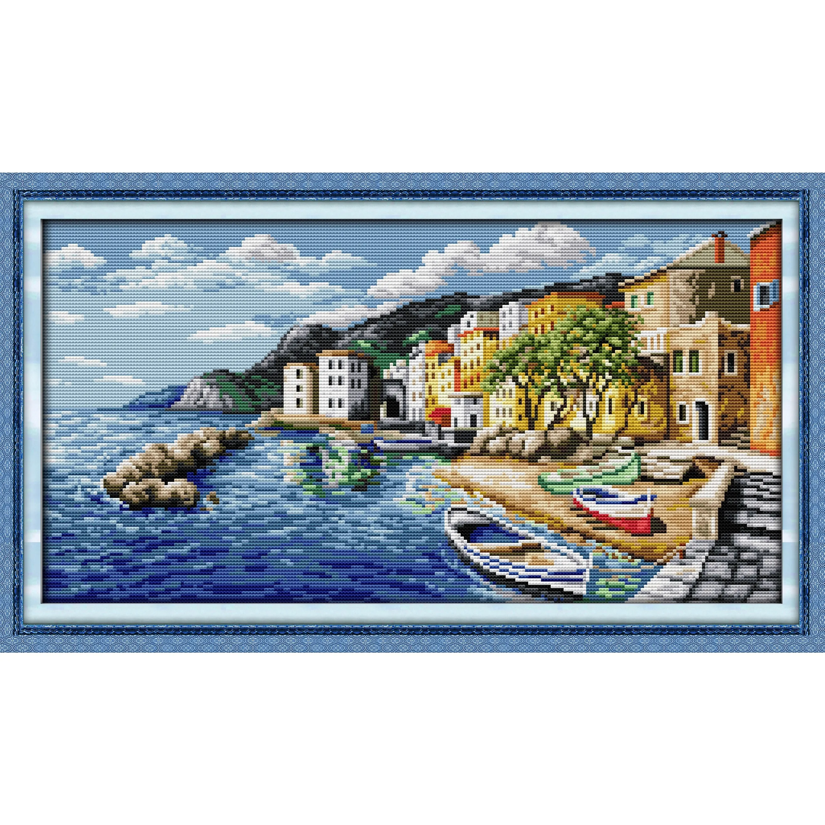 

Soulgift News Набор для вышивки крестом с предварительной печатью, штампованная ткань Аида с нитками DMC, набор для вышивания - Утро по морю